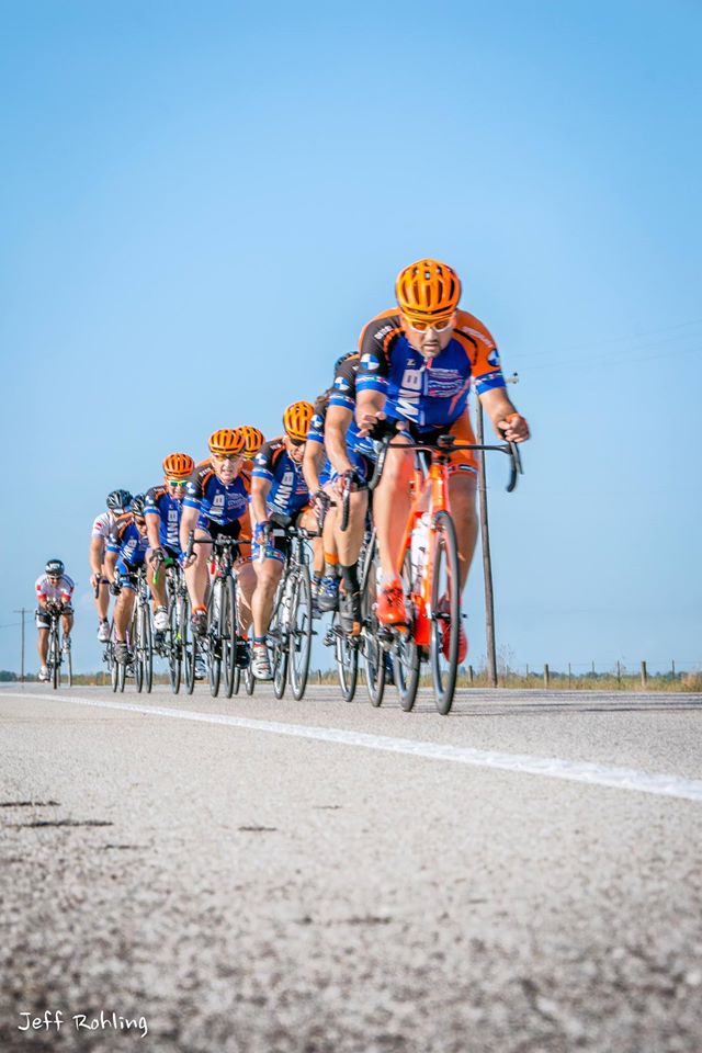 Caption: More than 2,300 tackled Sunday's Katy Flatland Century, including this impressive pace line. (Photo by Jeff Rohling)