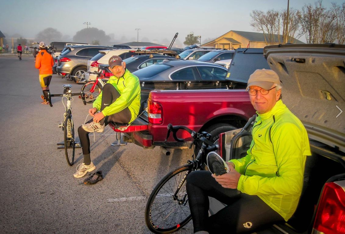 Al Pitre, left, and Sid Trest getting ready for a Hump Day rollout