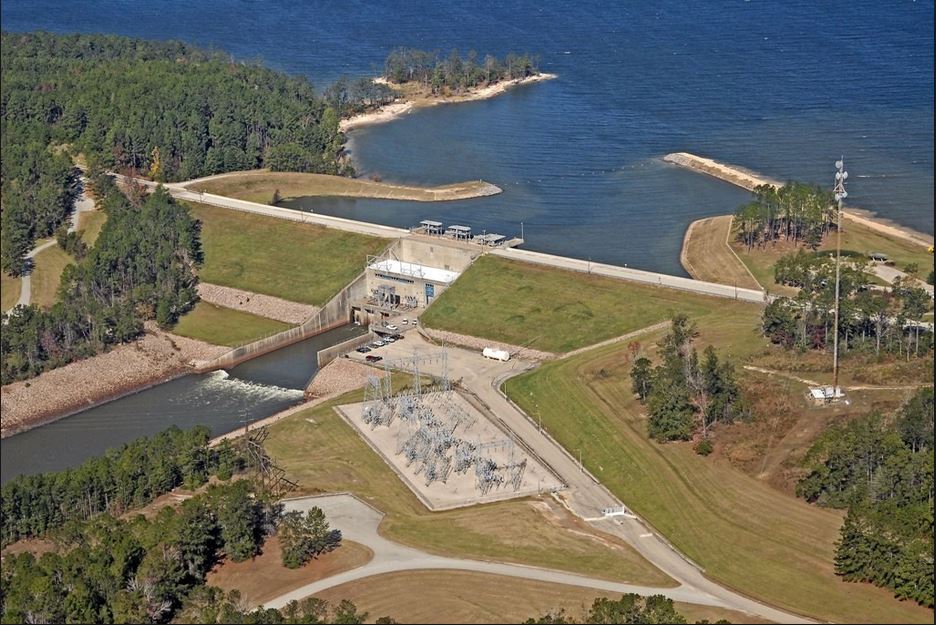 The dam at Lake Sam Rayburn is a pretty sight from the sky and on the ground.